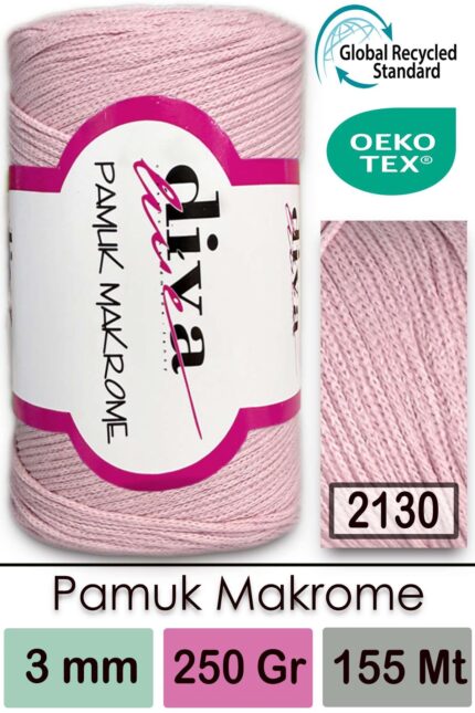 Diva Pamuk Makrome 2130 Toz Pembe ( 4 lü Paket)