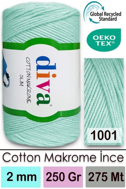 Diva Cotton Makrome İnce 1001 Soft Mint ( 4 lü Paket )
