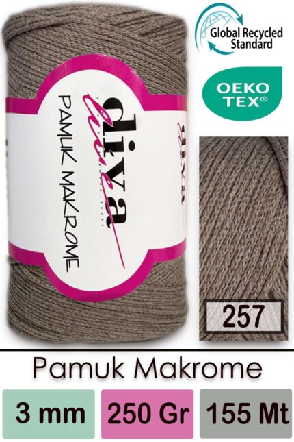 Diva Pamuk Makrome 257 Vizon ( 4 lü Paket)