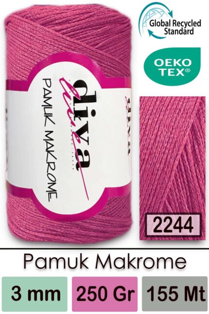 Diva Pamuk Makrome 2244 Koyu Pembe ( 4 lü Paket)