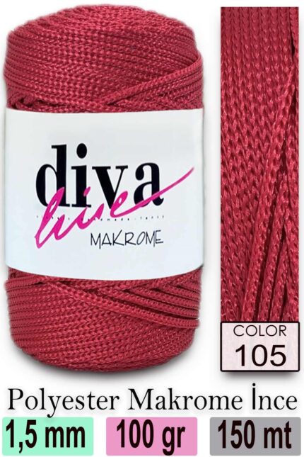 Diva Makrome İpi 105 Kan Kırmızı ( 6 lı Paket )