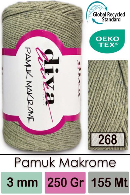 Diva Pamuk Makrome 268 Küf Yeşili ( 4 lü Paket)