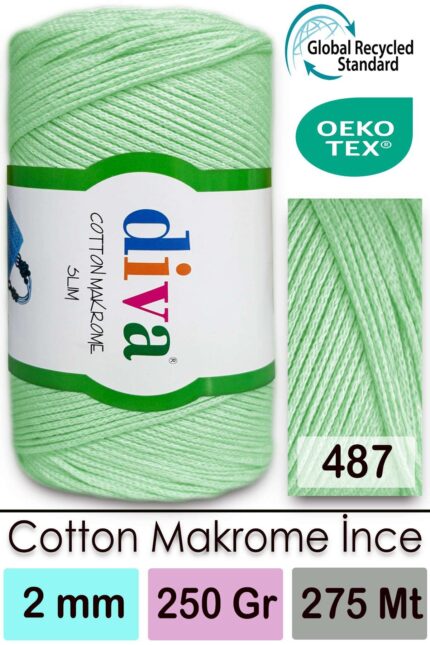 Diva Cotton Makrome İnce 487 Su Yeşili ( 4 lü Paket )
