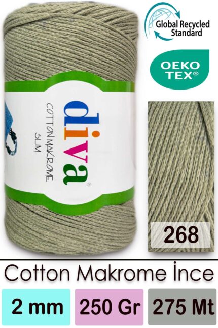Diva Cotton Makrome İnce 268 Küf Yeşili ( 4 lü Paket )