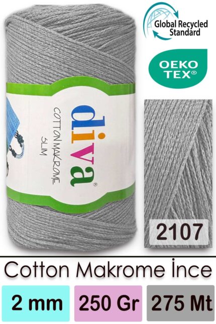 Diva Cotton Makrome İnce 2107 Açık Gri ( 4 lü Paket )