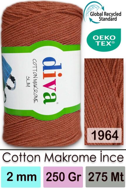 Diva Cotton Makrome İnce 1964 Tarçın ( 4 lü Paket )
