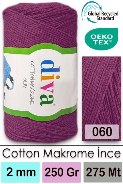 Diva Cotton Makrome İnce 60 Mürdüm ( 4 lü Paket )
