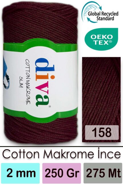 Diva Cotton Makrome İnce 158 Patlıcan ( 4 lü Paket )