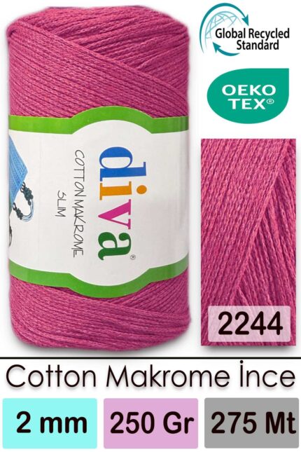 Diva Cotton Makrome İnce 2244 Koyu Pembe ( 4 lü Paket )