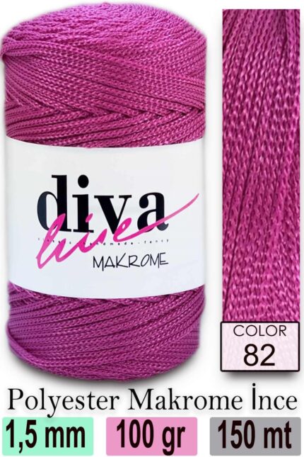 Diva Makrome İpi 82 Fuşya ( 6 lı Paket )