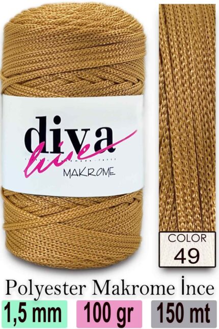 Diva Makrome İpi 49 Hardal ( 6 lı Paket )