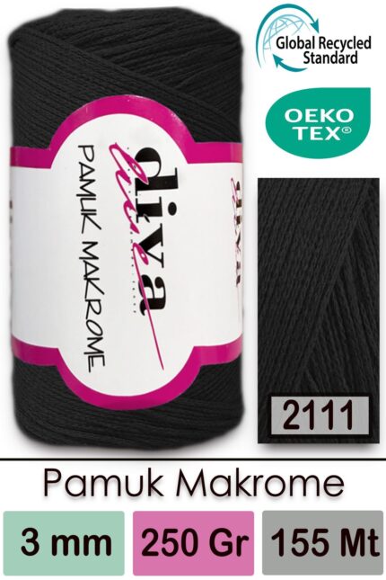 Diva Pamuk Makrome 2111 Siyah ( 4 lü Paket)