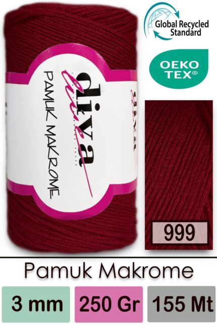 Diva Pamuk Makrome 999 Bordo ( 4 lü Paket)