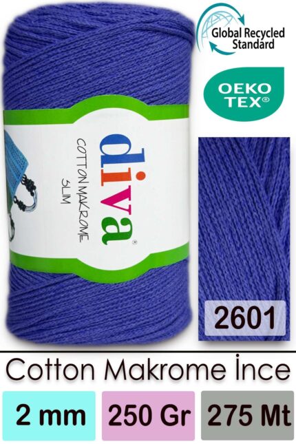 Diva Cotton Makrome İnce 2601 Saks Mavisi ( 4 lü Paket )