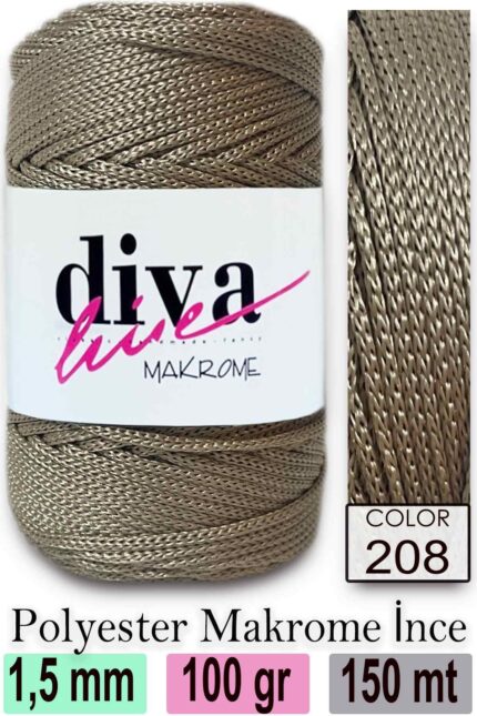 Diva Makrome İpi 208 Kahve ( 6 lı Paket )