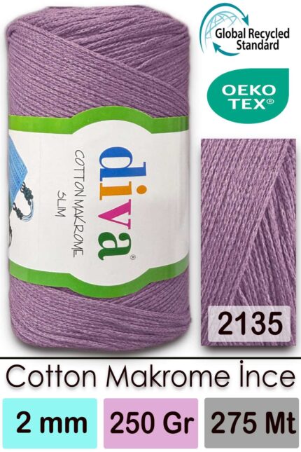 Diva Cotton Makrome İnce 2135 Lila ( 4 lü Paket )