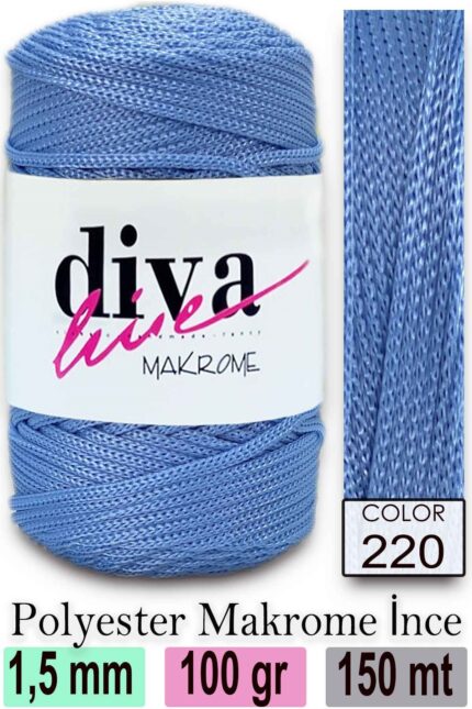 Diva Makrome İpi 220 Mavi ( 6 lı Paket )