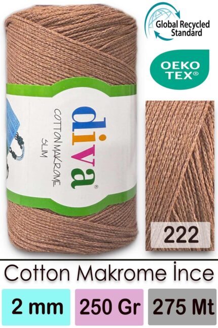 Diva Cotton Makrome İnce 222 Sütlü Kahve ( 4 lü Paket )
