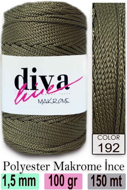 Diva Makrome İpi 192 Yeşil ( 6 lı Paket )