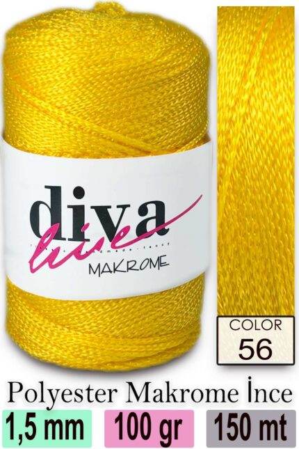 Diva Makrome İpi 56 Sarı ( 6 lı Paket )