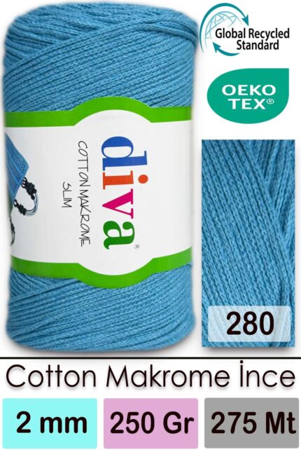 Diva Cotton Makrome İnce 280 Camgöbeği ( 4 lü Paket )