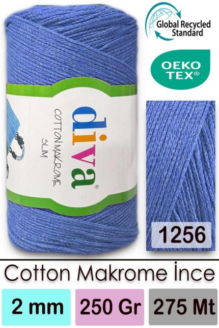Diva Cotton Makrome İnce 1256 Mavi ( 4 lü Paket )