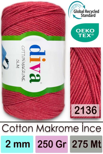 Diva Cotton Makrome İnce 2136 Nar Çiçeği ( 4 lü Paket )