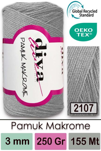 Diva Pamuk Makrome 2107 Açık Gri ( 4 lü Paket)