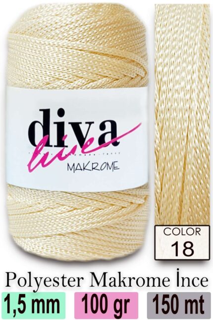 Diva Makrome İpi 18 Krem ( 6 lı Paket )