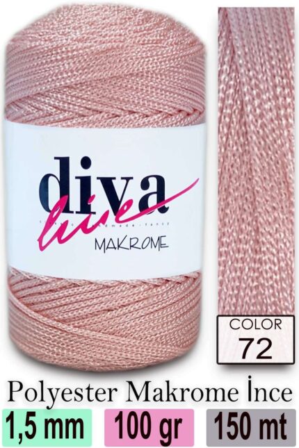 Diva Makrome İpi 72 Toz Pembe ( 6 lı Paket )