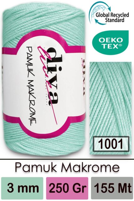 Diva Pamuk Makrome 1001 Soft Mint ( 4 lü Paket)