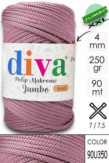 PP Makrome Jumbo 250 gr (4 mm) 90U350 Gül Kurusu ( 4 lü Paket )