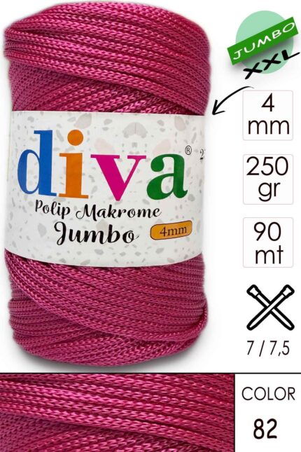 PP Makrome Jumbo 250 gr (4 mm) 82 Fuşya ( 4 lü Paket )