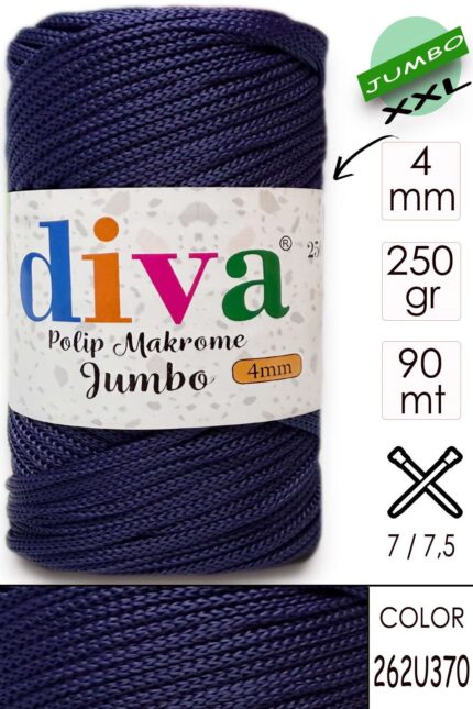 PP Makrome Jumbo 250 gr (4 mm) 262U370 Lacivert ( 4 lü Paket )