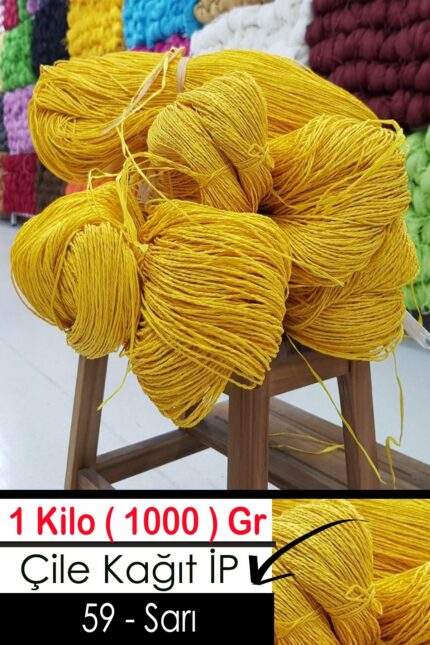 1 Kilo Kağıt İplik - 59 - Sarı
