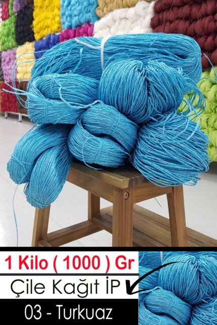 1 Kilo Kağıt İplik - 03 - Turkuaz