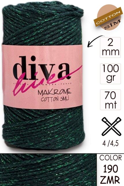 Diva Makrome Cotton Simli 190 ZMR ( 6 lı Paket )