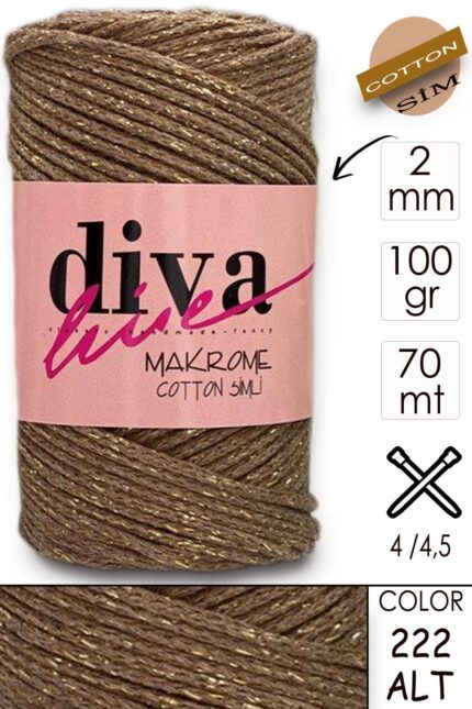 Diva Makrome Cotton Simli 222 ALT ( 6 lı Paket )