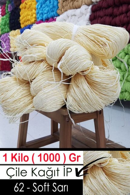 1 Kilo Kağıt İplik - 62 - Soft Sarı