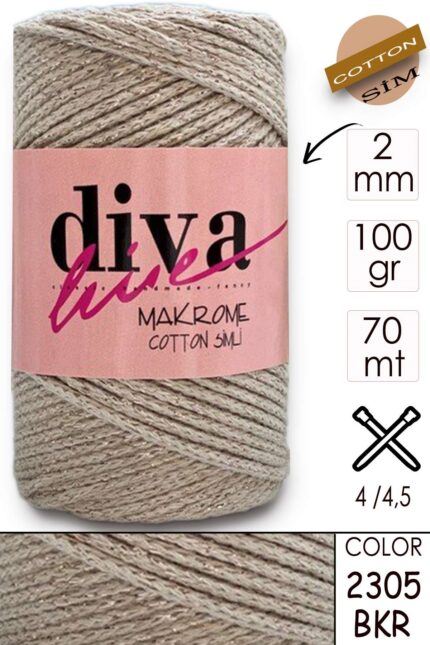 Diva Makrome Cotton Simli 2305 BKR ( 6 lı Paket )