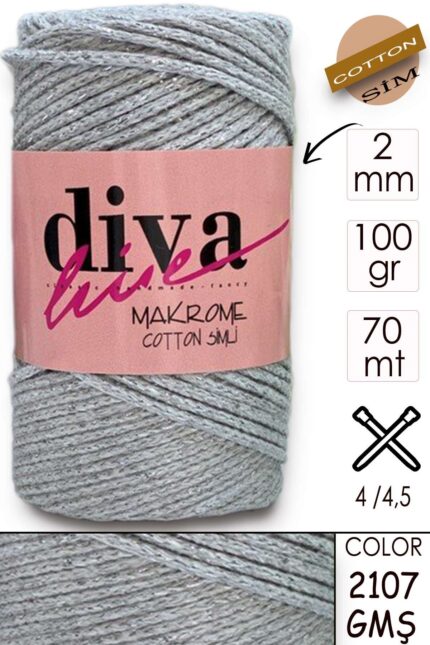 Diva Makrome Cotton Simli 2107 GMŞ ( 6 lı Paket )