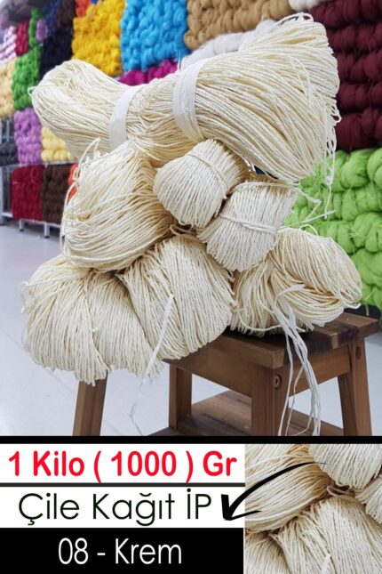 1 Kilo Kağıt İplik - 08 - Krem
