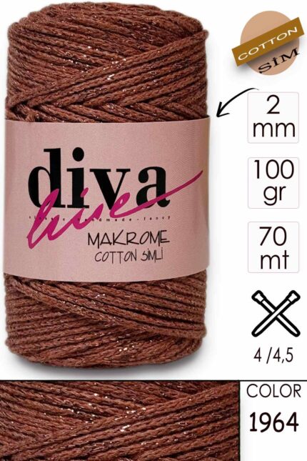 Diva Makrome Cotton Simli 1964 Tarçın ( 6 lı Paket )