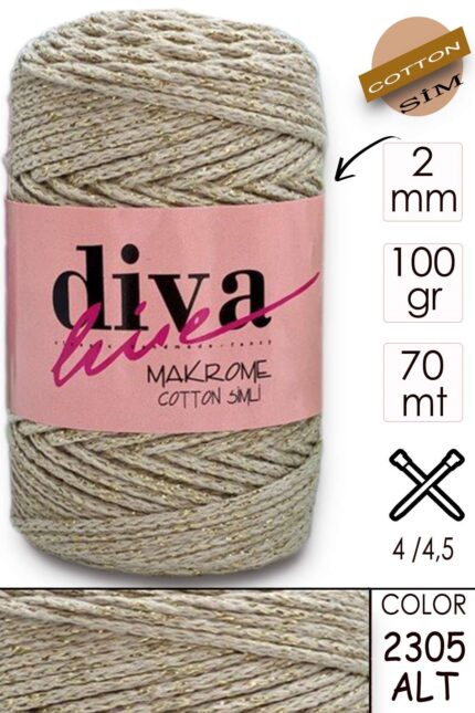 Diva Makrome Cotton Simli 2305 ALT ( 6 lı Paket )