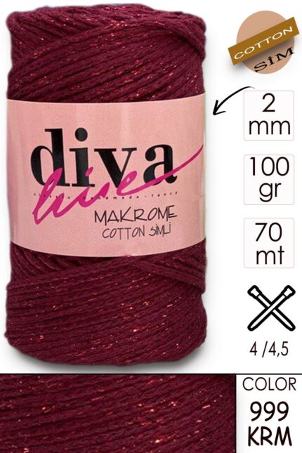Diva Makrome Cotton Simli 999 KRM ( 6 lı Paket )