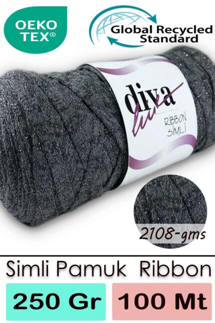 Diva Ribbon Simli 2108GMS Koyu Gri ( 4 lü Paket )