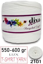 550-600 Gram Lüks Penye Kumaş İplik - T Shirt Yarn - Fabric 2101 Beyaz (6 lı Paket)