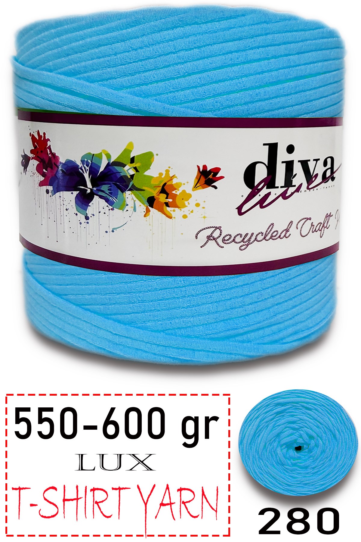 550-600 Gram Lüks Penye Kumaş İplik - T Shirt Yarn - Fabric 280 Turkuaz (6 lı Paket) - Görsel 1