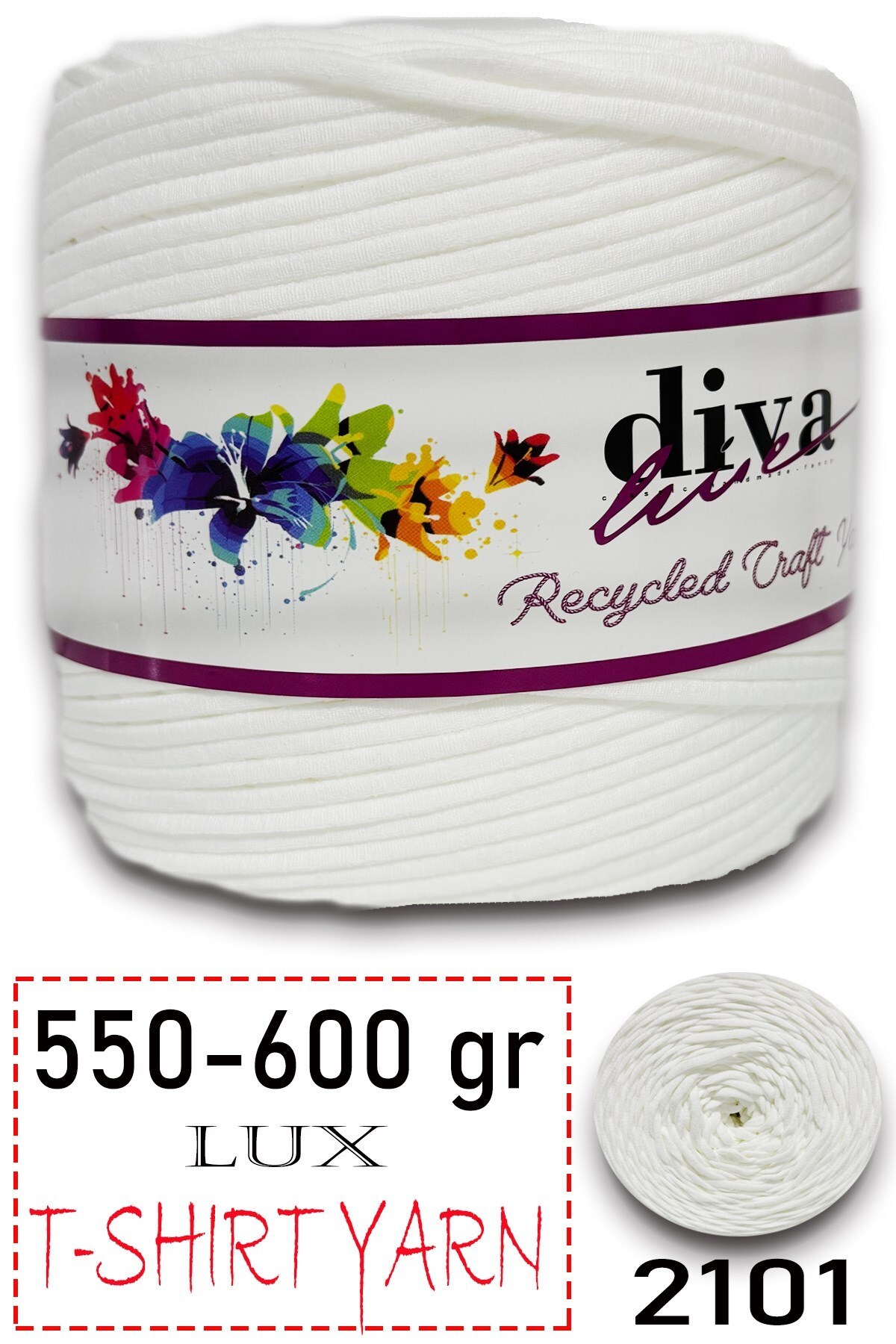 550-600 Gram Lüks Penye Kumaş İplik - T Shirt Yarn - Fabric 2101 Beyaz (6 lı Paket) - Görsel 1