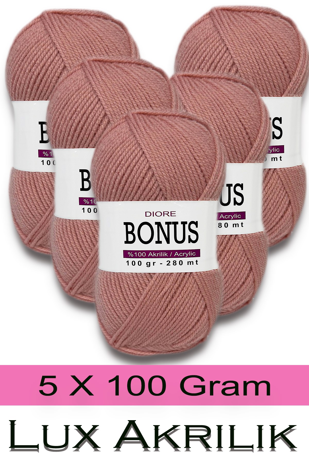 Bonus 5 x 100 Gr Klasik Lüx Akrilik İplik 823 - Görsel 1